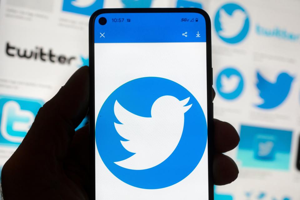 Twitter logo on a mobile phone