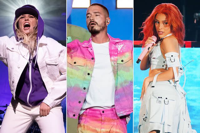 <p>getty (3)</p> Renee Rapp, J. Balvin, and Doja Cat