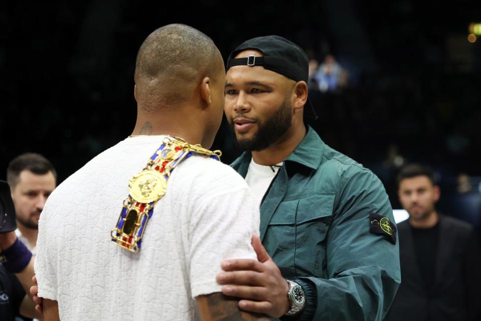 Wardley (left) and Clarke facing off before Joshua Buatsi’s win over Dan Azeez (Getty Images)