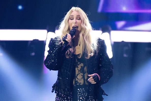 OFFENBURG, GERMANY – NOVEMBER 25: Cher performs on stage during the “Wetten, dass …?” tv show on November 25, 2023 in Offenburg, Germany. (Photo by Andreas Rentz/Getty Images)