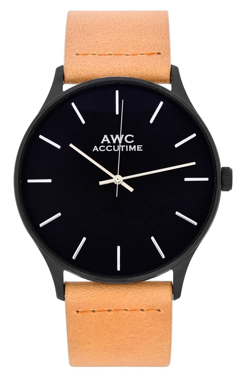 ACCUTIME Mark Suede Strap Watch, 42mm