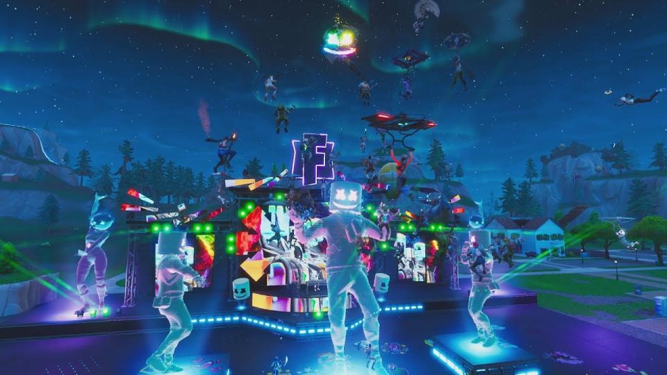 Marshmello plays live set on 'Fortnite.' (Image: Epic)