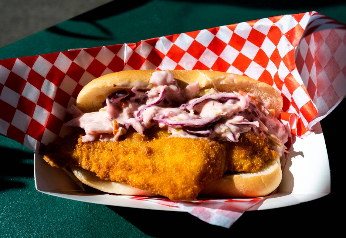 Fish at the Fair? Our longtime Fair-goer was glad we ordered the catfish po’boy from Hattie Mae’s Southern Food, a new vendor in 2022.