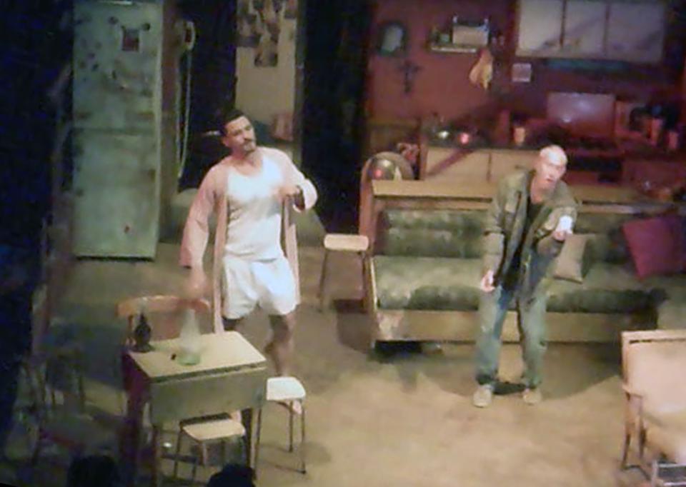 Orlando Bloom on stage for his play, Killer Joe. Source: Splash