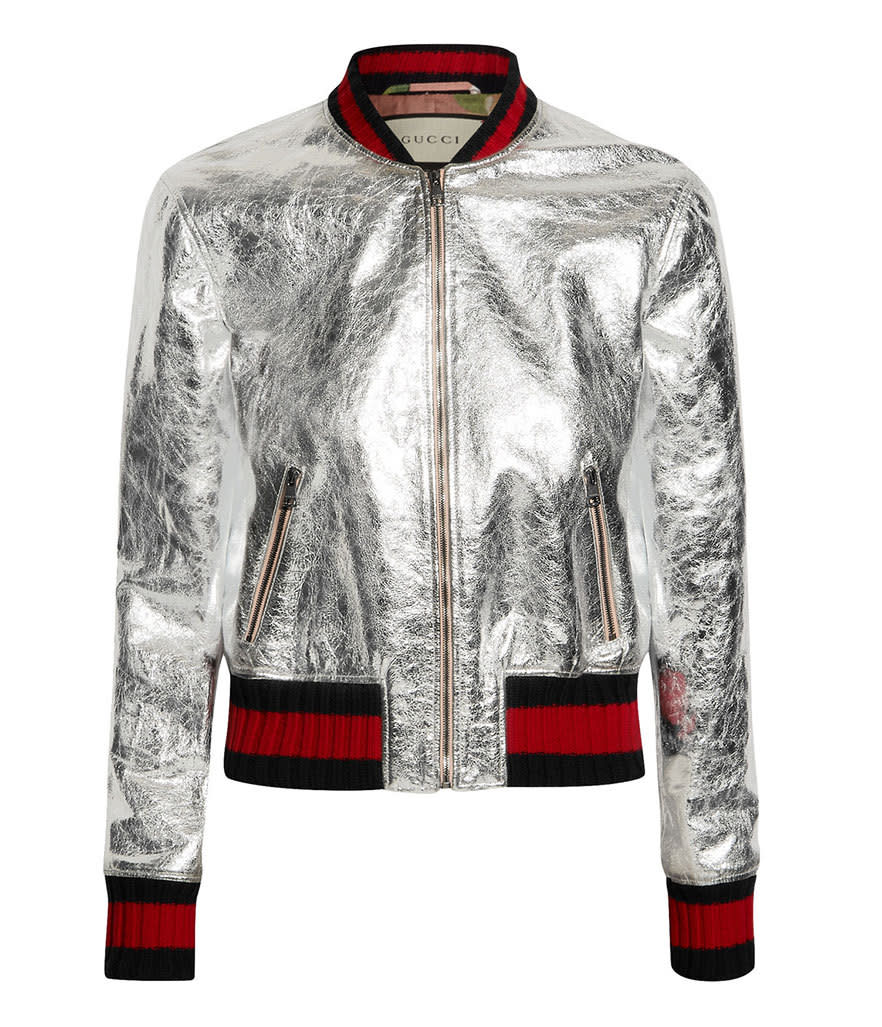 Gucci Crackle Leather Bomber Jacket, $3,500, net-a-porter.com
