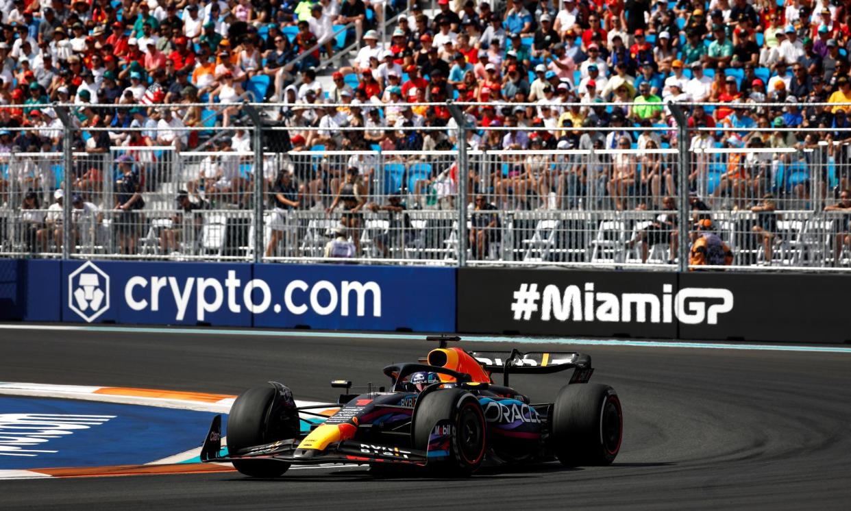 <span>The fundraiser was reportedly planned to hosted in the exclusive Paddock Club rooftop suite at the Miami Grand Prix.</span><span>Photograph: Jared C Tilton/Getty Images</span>