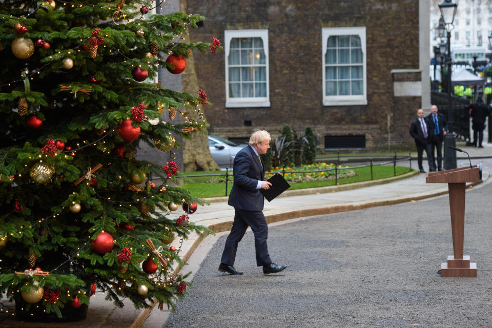 Prime Minister Boris Johnson speaks to the media in Downing Street, London, after the Conservative Party was returned to power in the General Election with an increased majority. Boris Johnson Picture date: Friday December 13, 2019. Photo credit should read: Matt Crossick/Empics