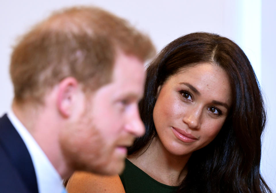 LONDON, ENGLAND - OCTOBER 15: Prince Harry, Duke of Sussex and Meghan, Duchess of Sussex attend the WellChild awards pre-Ceremony reception at Royal Lancaster Hotel on October 15, 2019 in London, England. (Photo by Toby Melville - WPA Pool/Getty Images)