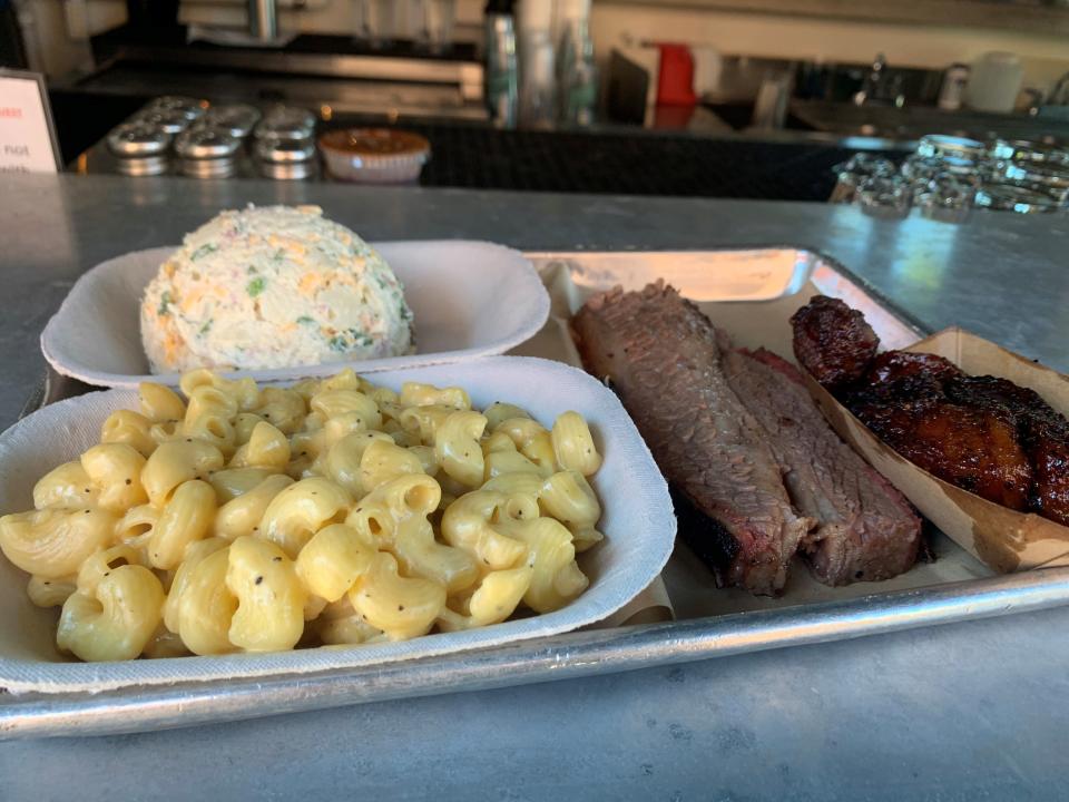 If you follow UCF for a game in Texas, might I suggest some barbecue? Here is a meal I had in Fort Worth consisting of bacon burnt ends, brisket, mac and cheese and potato salad.