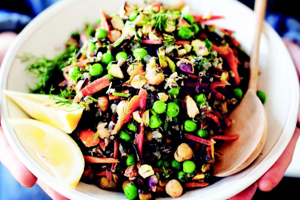 Sprouted Wild Rice with Pistachios and Spring Vegetables