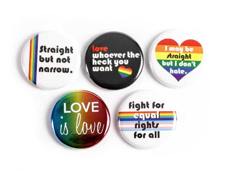 IfAndsOrButtons LGBTQ Pride Pinback Buttons. Image via Etsy.