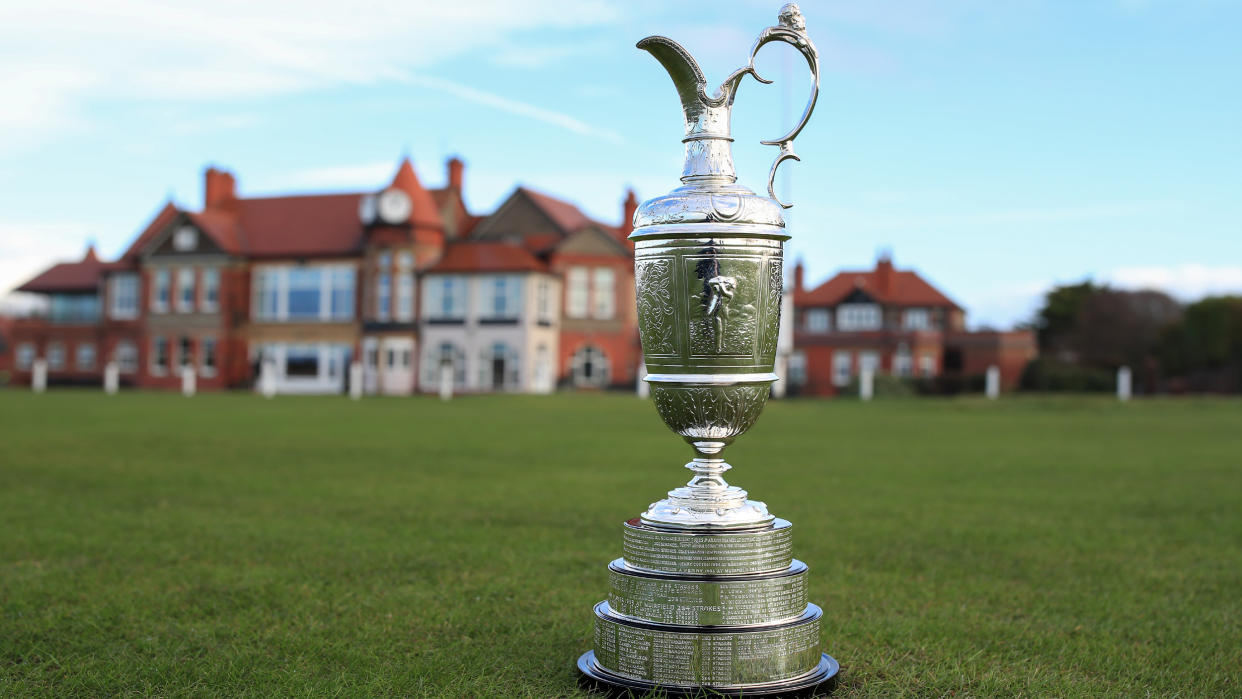  The Claret Jug in front of the clubhouse at Royal Liverpool 