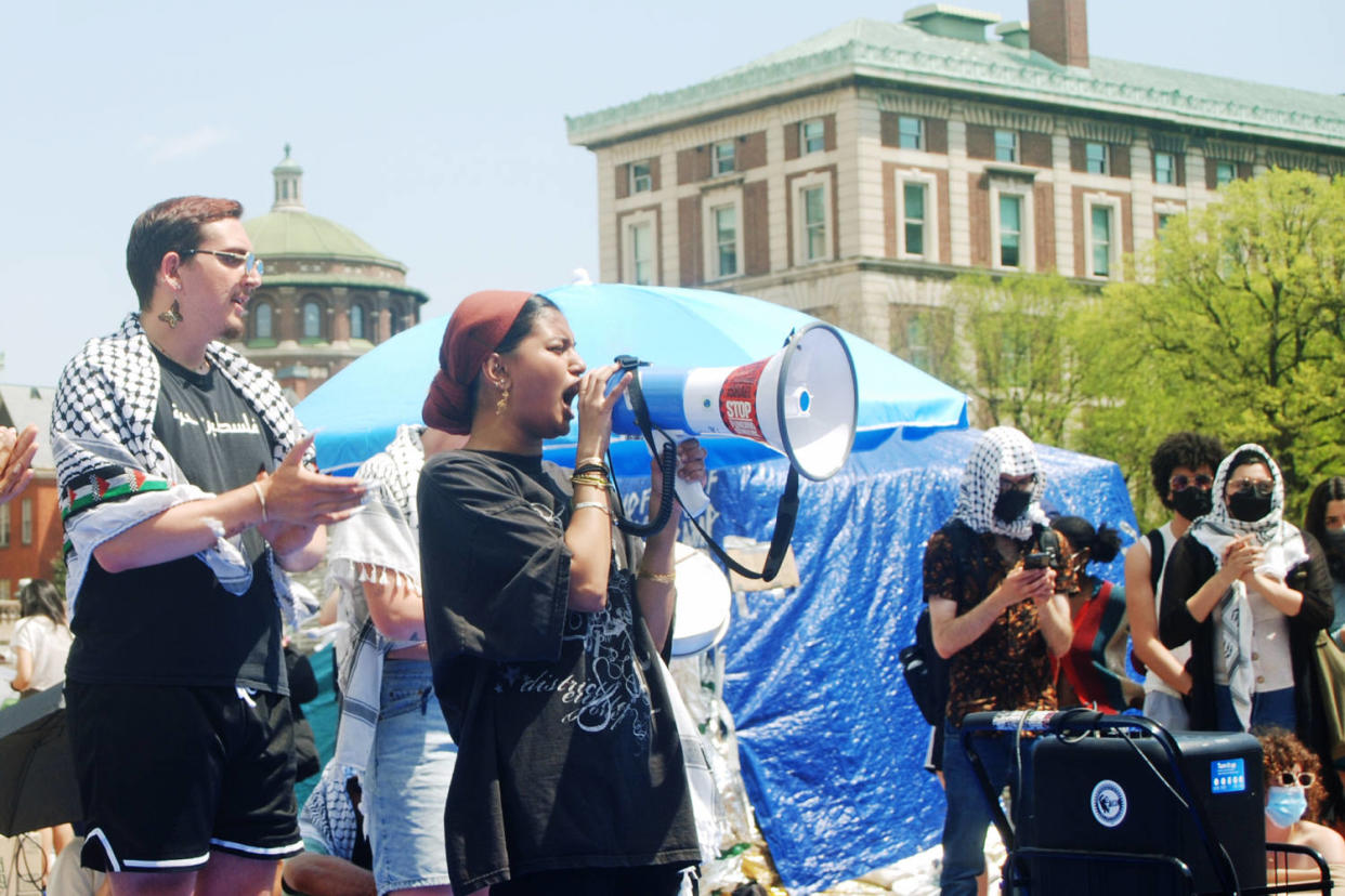 The protest encampment at Columbia University on April 29, 2024. (Isa Farfan / NBC News)