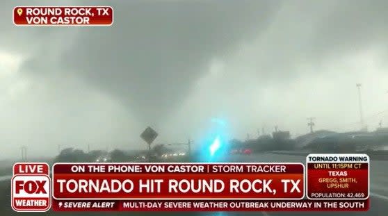 File: A power flash during a tornado in Round Rock, Texas.