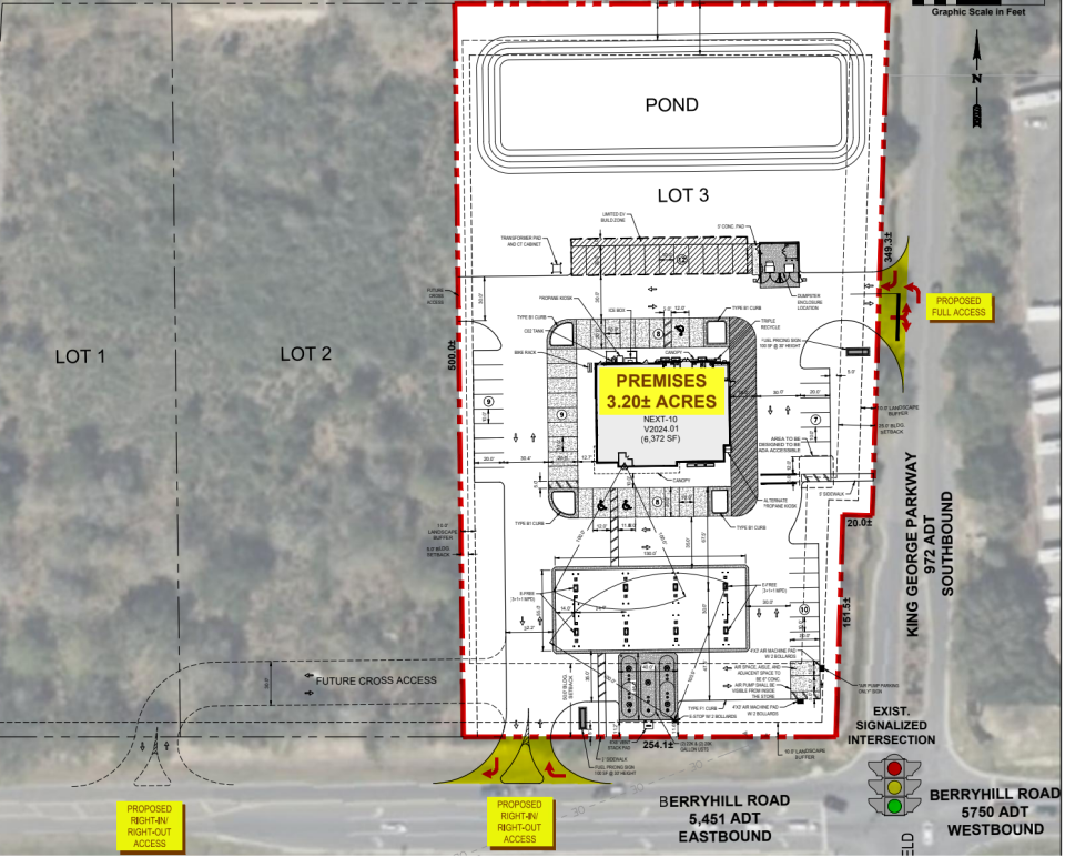 Site plans for the proposed development of a Wawa store on the northwest corner of Berry Hill Road and King George Parkway in Pace, filed with Santa Rosa County.