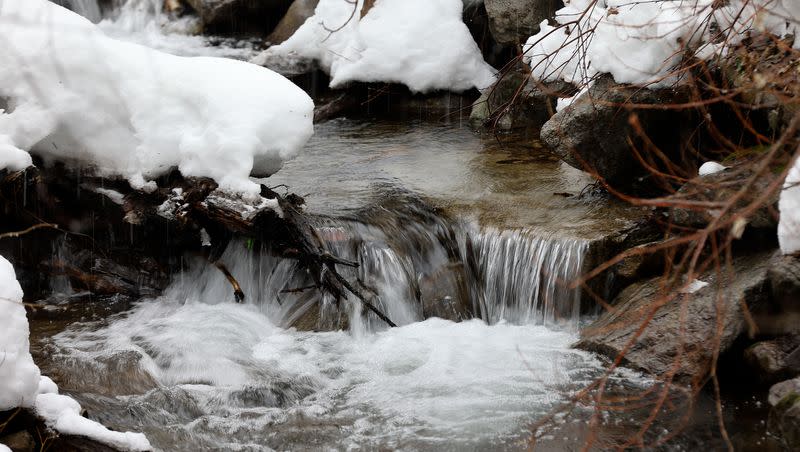 Water flows through Mill Creek in Millcreek Canyon on Wednesday, Feb. 21, 2024. Rep. Casey Snider, R-Paradise, thanked House lawmakers for moving his “watered down water bill” forward.