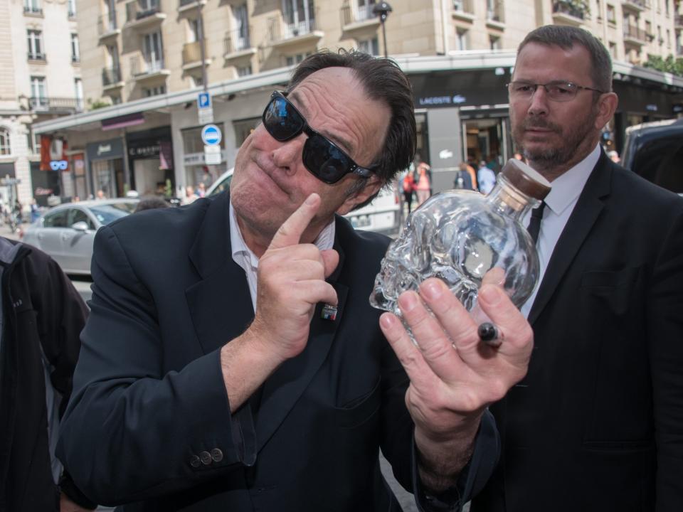 <p>Canadian actor Dan Aykroyd launched his Crystal Head Vodka in North America in 2009, and it was promptly banned from being sold in Ontario due to its lifelike human skull glass packaging. Made with Newfoundland water and Canadian wheat and corn, the vodka was allowed back on Ontario liquor store shelves in October 2011. (Canadian Press) </p>