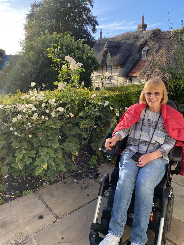 Susan Fletcher Watts now needs a wheelchair but is determined to stay positive, despite the challenges she faces. (Supplied)