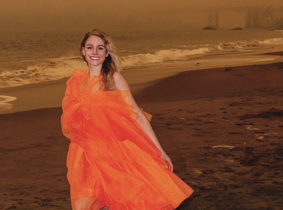 Influencer Colette LeClair poses in a tulle gown amid California fires. (Photo: Instagram)