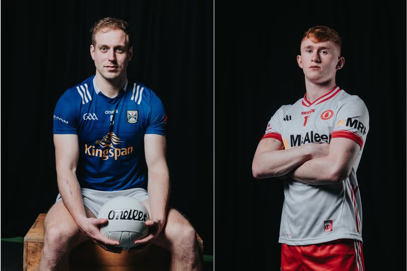 Cavan's Padraig Faulkner and Tyrone's Seanie O'Donnell pictured at the launch of the 2024 Ulster SFC