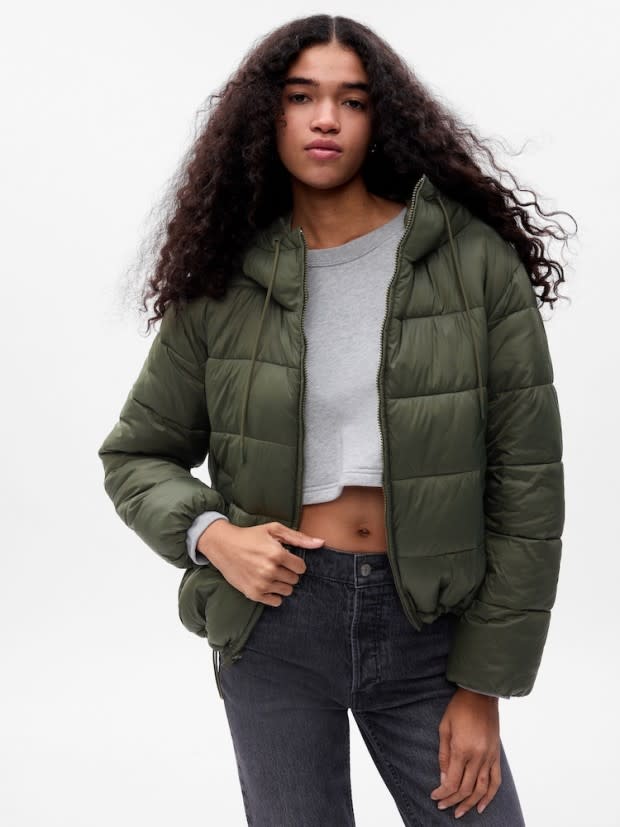 <p>Gap</p><p>want a one-and-done piece, this puffer jacket from Gap should do the trick. Made of 100% recycled nylon, it’s warm yet lightweight and the hooded neck can be adjusted to block out any unwanted weather.</p>