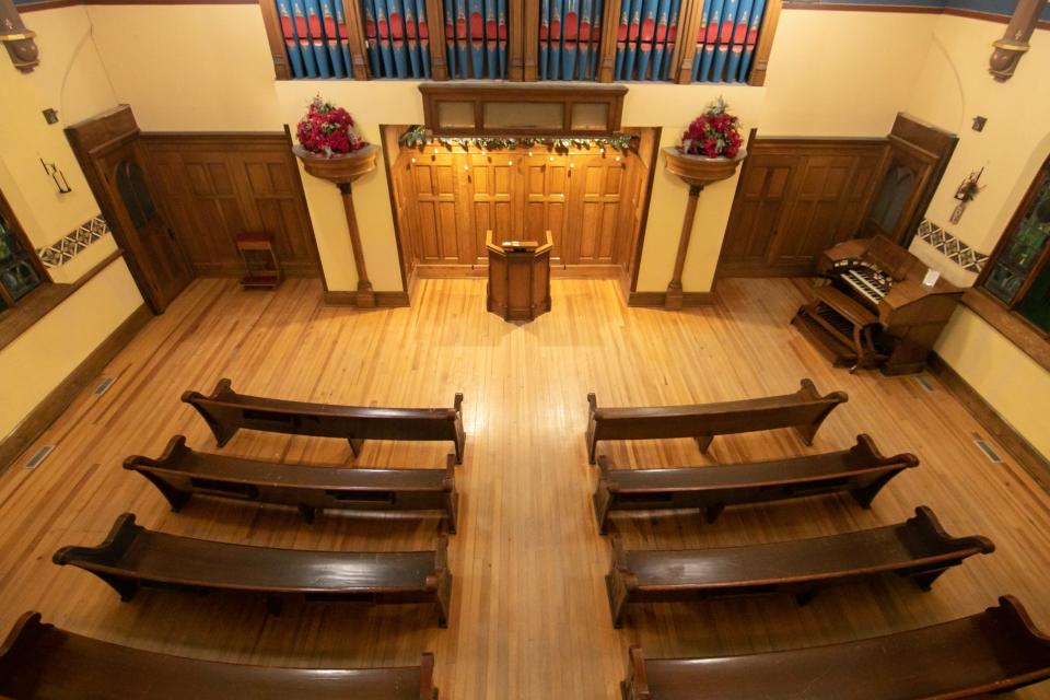 Kelmscott Chapel and Concert Hall's chapel is shown Thursday, Jan. 20, 2022.