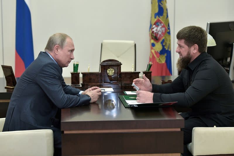 FILE PHOTO: Russia's President Putin meets with head of the Chechen Republic Kadyrov near Moscow