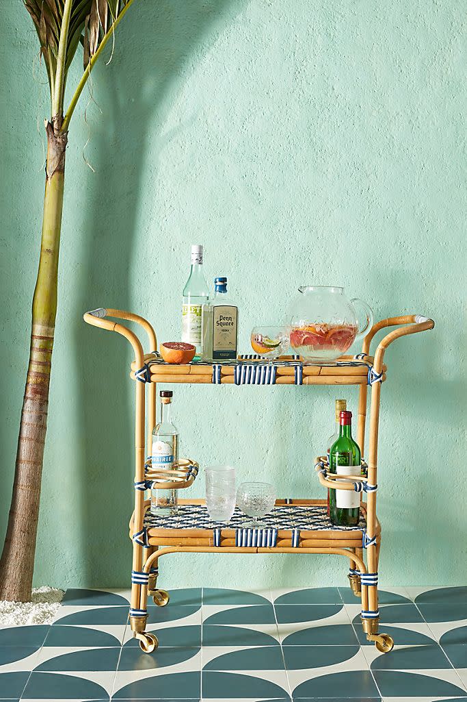 Woven Bistro Indoor/Outdoor Bar Cart. Image via Anthropologie.