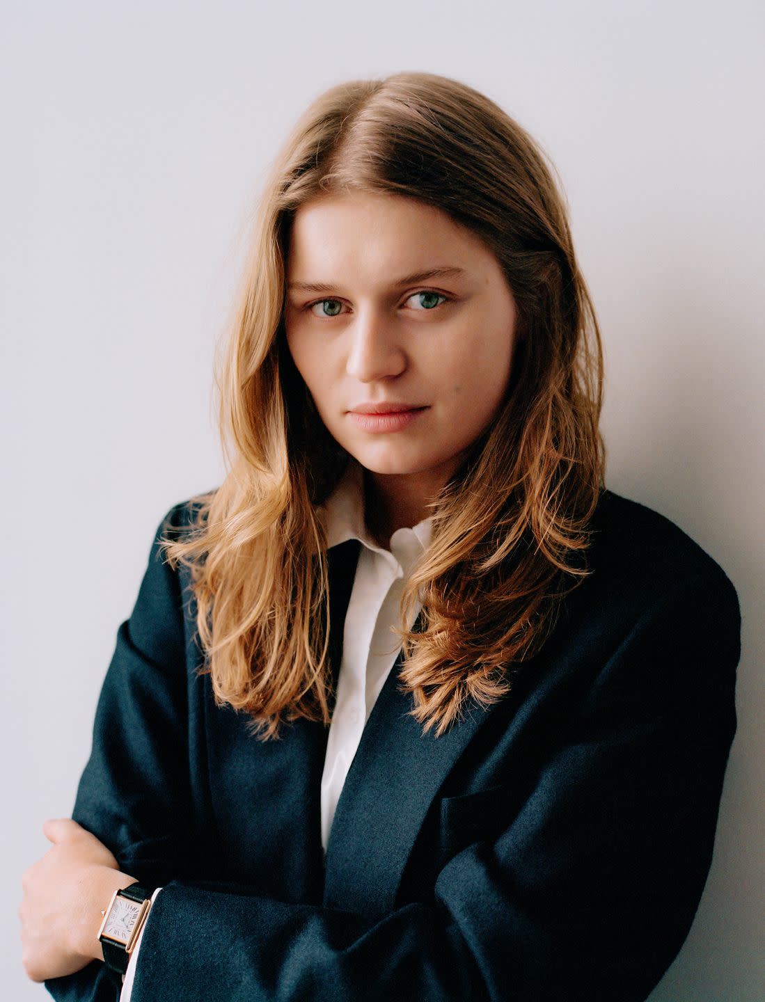 a woman with long hair