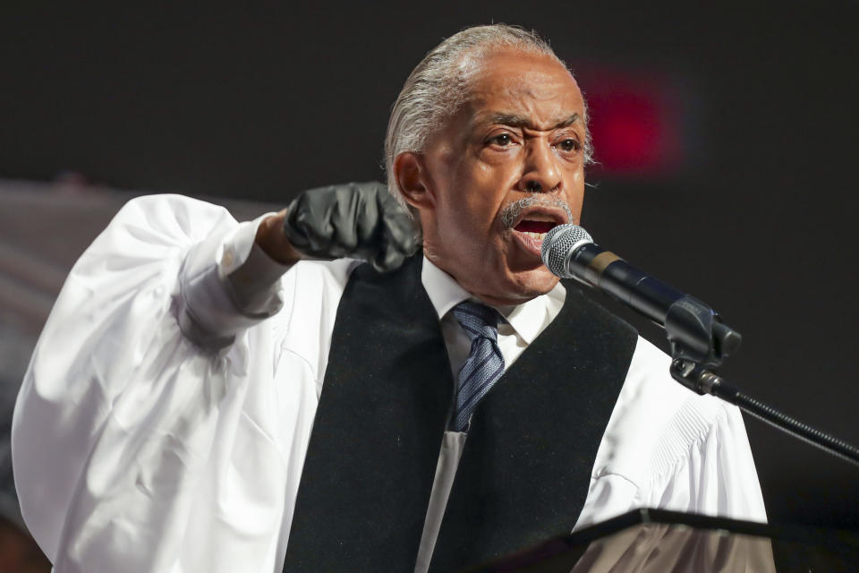 Rev. Al Sharpton called for action from the NFL during George Floyd's funeral. (Photo by Godofredo A. Vasquez/ AFP/Getty Images) 