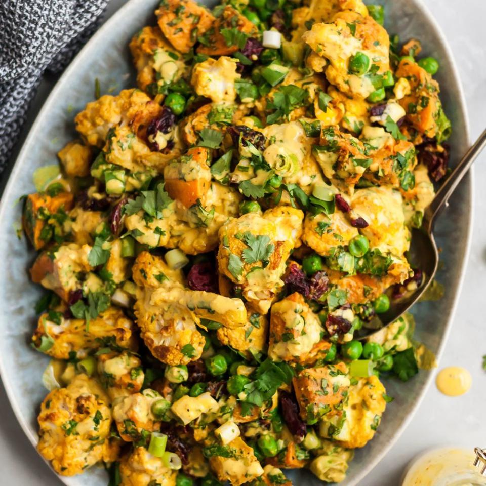 Curry Roasted Cauliflower Sweet Potato Salad