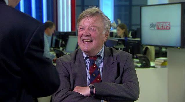 Ken Clarke's live microphone captured a candid chat where he ridiculed fellow Tory leadership candidates, which was broadcast on air. Picture: Sky News