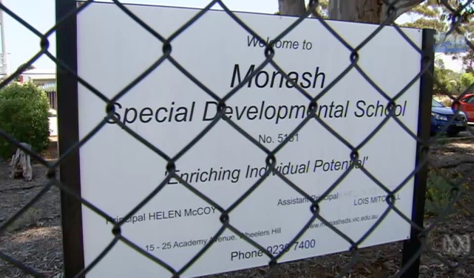 The alleged incident happened at the Monash Special Developmental School. Photo: ABC 7:30