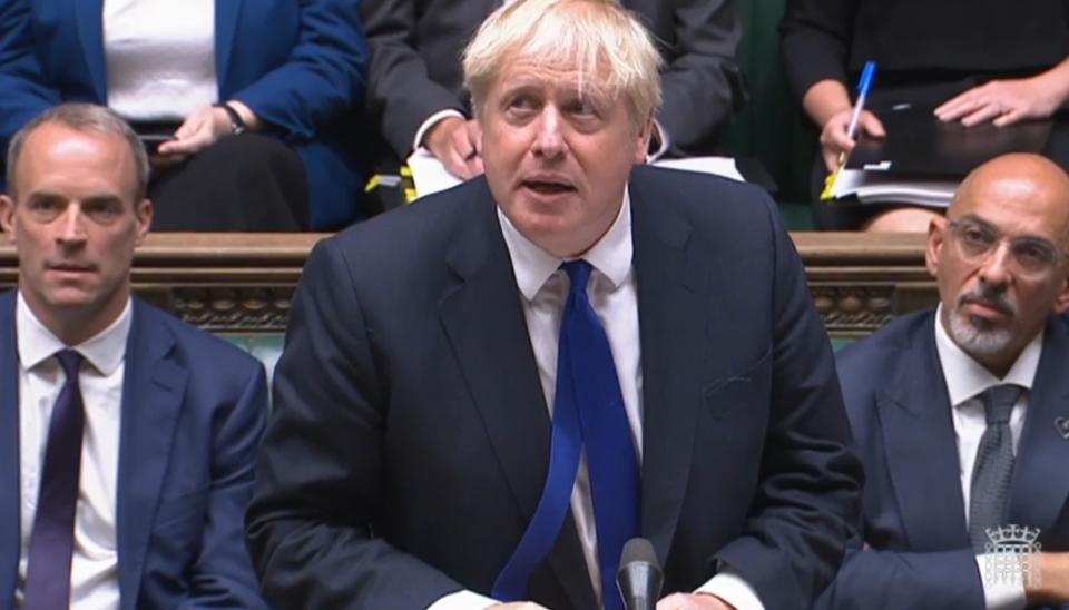 Prime Minister Boris Johnson speaks during Prime Minister's Questions in the House of Commons, London. Picture date: Wednesday July 6, 2022. (Photo by House of Commons/PA Images via Getty Images)