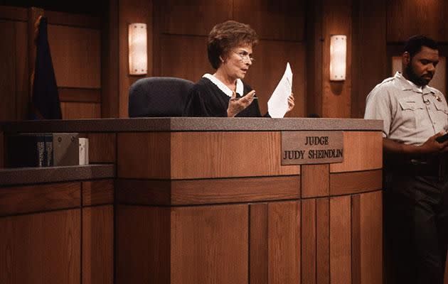 Judge Judy resides over a dog ownership dispute. Photo: Getty