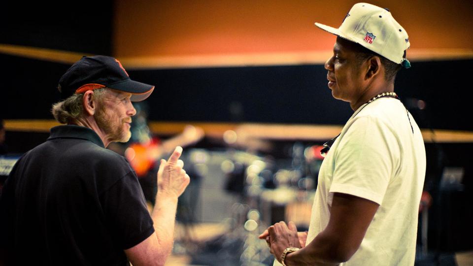 Ron Howard and Jay-Z filming Made in America