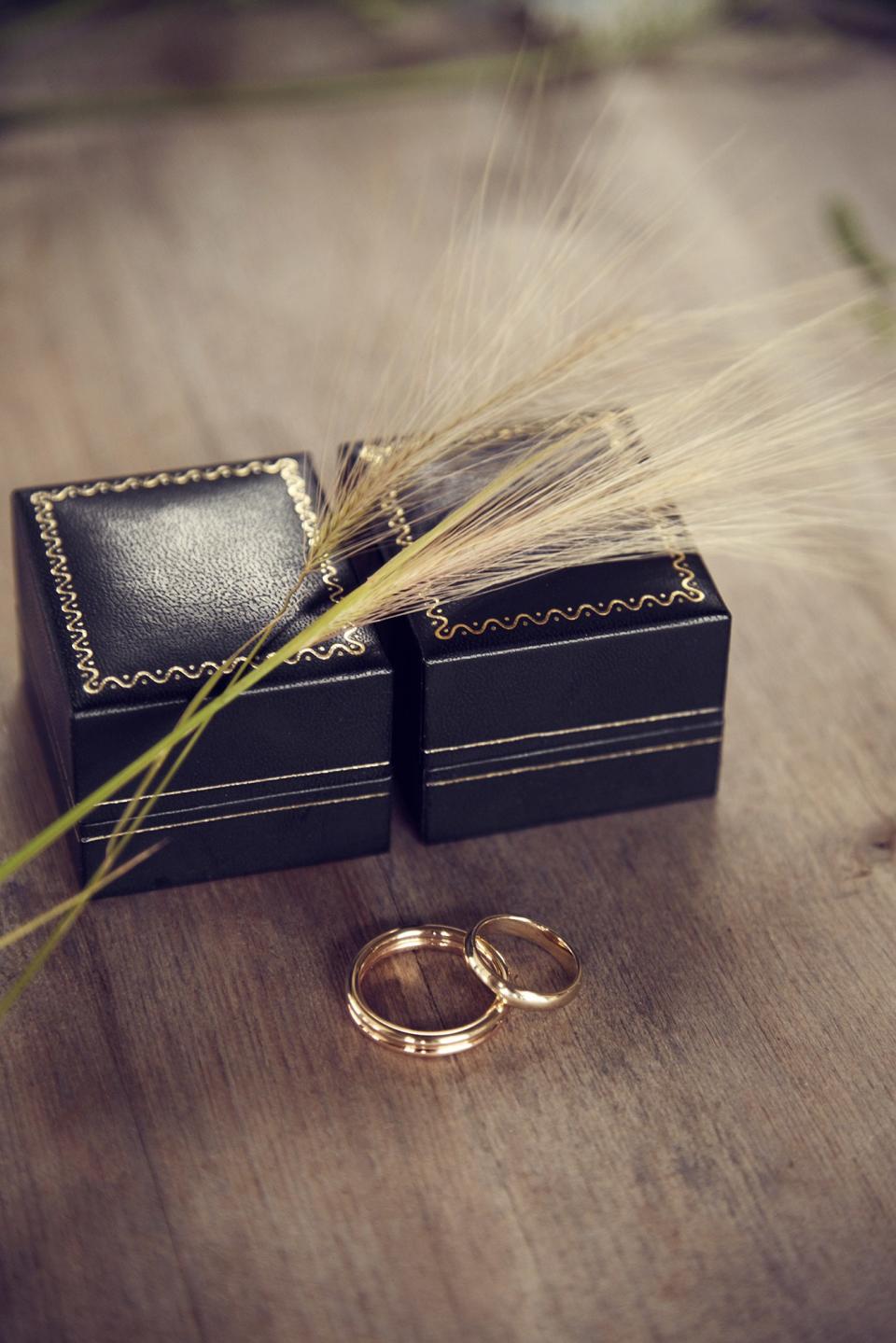 Max and I created these bands together. I love a simple gold band. His ring has a double band, which is a nod to the double band style of my engagement ring.