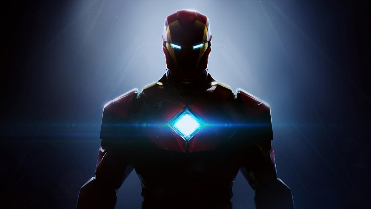  Iron Man stares at the player in a dark room. 