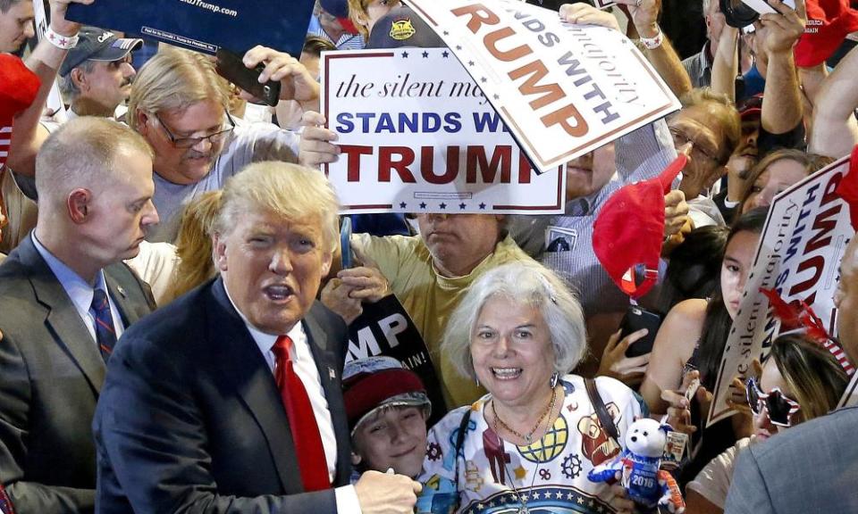 Donald Trump, seen in June 2016, surrounded by the affirmation some experts say he craves.