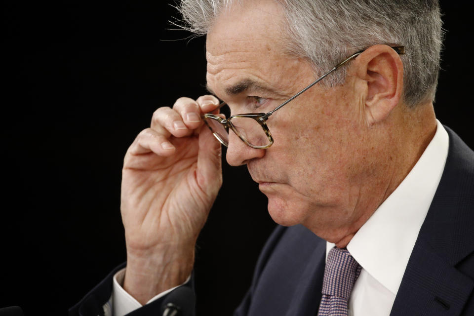 Federal Reserve Board Chair Jerome Powell speaks at a news conference following a two-day meeting of the Federal Open Market Committee, Wednesday, Sept. 18, 2019, in Washington. (AP Photo/Patrick Semansky)