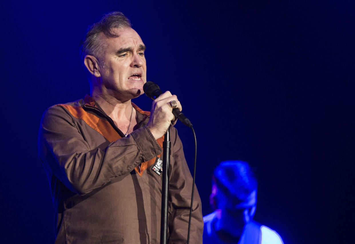 ISTANBUL, TURKEY - DECEMBER 17: Morrissey, vocalist of the band The Smiths, performs on stage at Volkswagen Arena on December 17, 2014 in Istanbul, Turkey. (Photo by Bulent Doruk/Anadolu Agency/Getty Images)