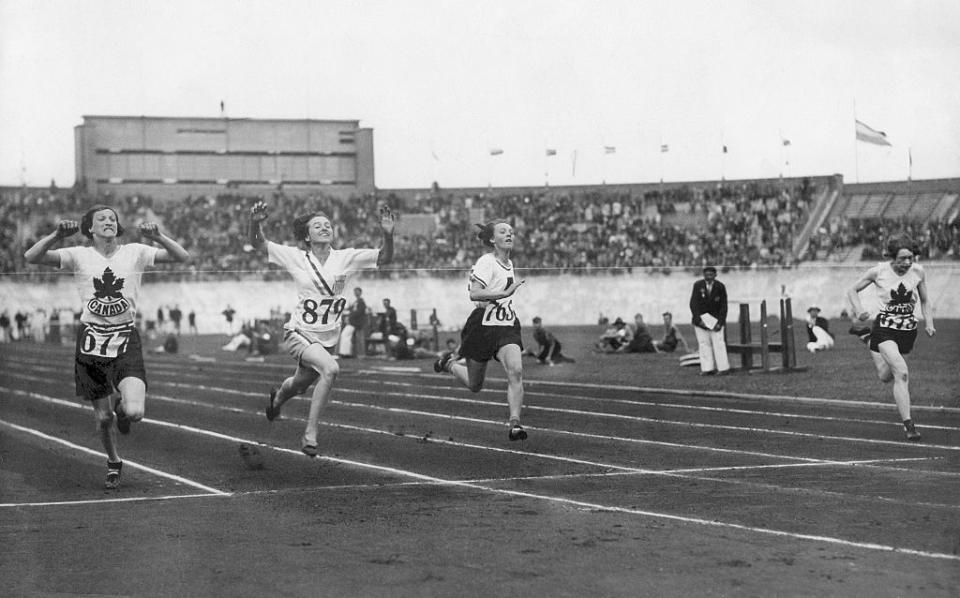 <p>This year marked the first time women were allowed to compete in track and field events (here, American runner Elizabeth Robinson wins the 100 meter race). However, the hard-fought achievement came with a setback: After observing a few exhausted competitors after the 800-meter races, officials prohibited women from running races <a rel="nofollow noopener" href="https://www.britannica.com/event/Amsterdam-1928-Olympic-Games" target="_blank" data-ylk="slk:longer than 200 meters;elm:context_link;itc:0;sec:content-canvas" class="link ">longer than 200 meters</a> ... all the way up until 1960. </p>