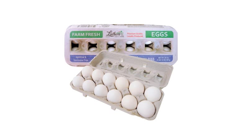 carton of Lathem eggs