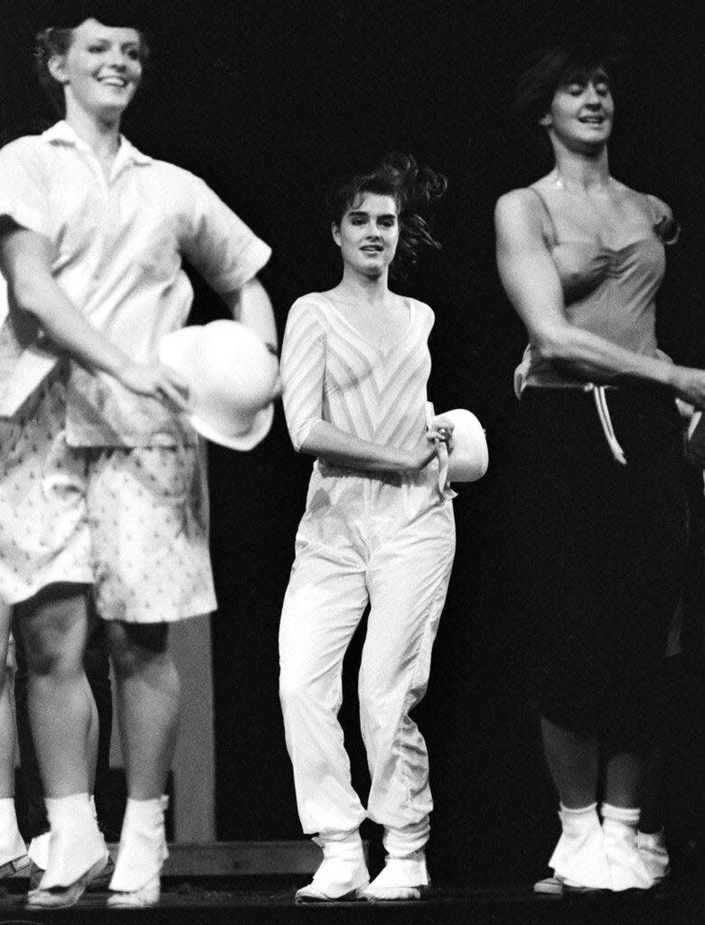 Brooke Shields is shown in her second appearance at the Princeton Triangle Club's annual review on May 2, 1985