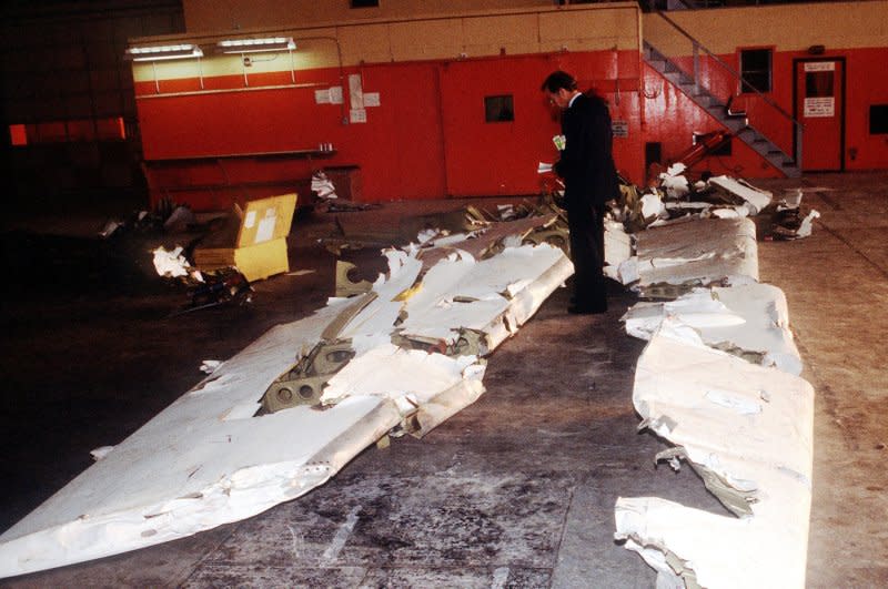 Wreckage from Arrow Air Flight 1285 is pictured December 16, 1985. The DC-8 crashed December 12, 1985, in Gander, Newfoundland, killing 248 U.S. soldiers. File Photo by Staff Sgt. Arnold Kalmanson/Department of Defense