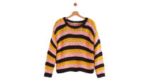 <p>It might be summer but the UK is still prone to those chilly evenings. Snuggly up in this gorgeous striped Mango number. <br><a rel="nofollow noopener" href="https://shop.mango.com/gb/women/cardigans-and-sweaters-sweaters/oversize-crochet-sweater_33011001.html?c=99&n=1&s=nuevo" target="_blank" data-ylk="slk:Buy here.;elm:context_link;itc:0;sec:content-canvas" class="link ">Buy here.</a> </p>