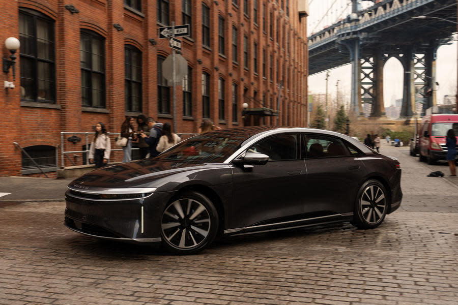 Lucid Air driving through New York