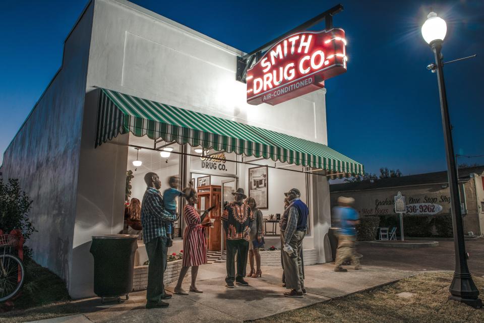 Established in 1925 by E. Hammond Smith, Smith Drug Co. was a centerpiece of the African American commercial district located around Mobile Street.  In addition to selling much-needed goods, the store became a focal point for Civil Rights activities in the 1960s.  Vacant since 1996, Smith Drug Co. was acquired by the City of Hattiesburg in 2020 and meticulously restored by the Hattiesburg Convention Commission to become a part of the Sixth Street Museum District.