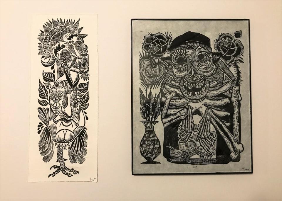 Printmaker and tattoo artist Mario Perez creates linoleum prints. His work will be part of an art show at El Paso Frame Co.