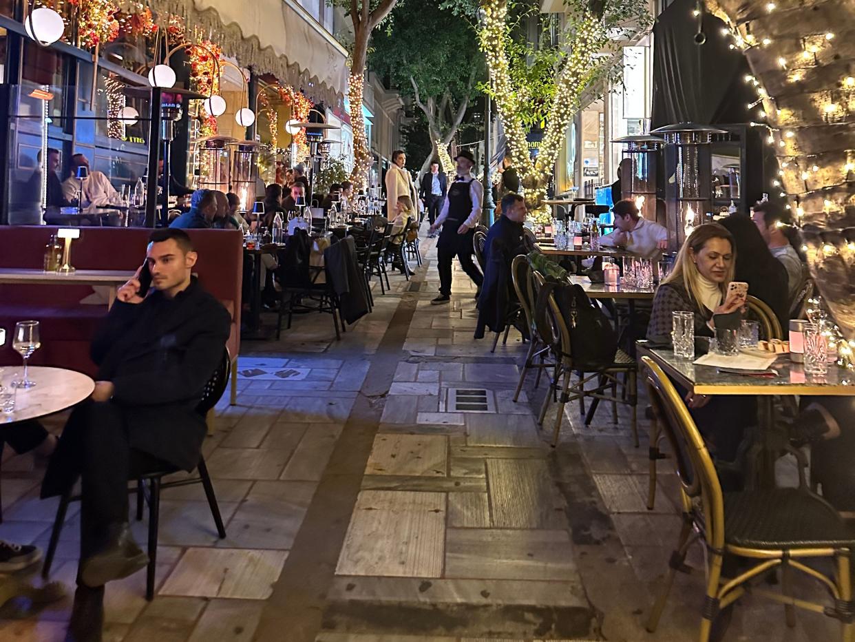 shot of restaurant alley in kolonaki greece